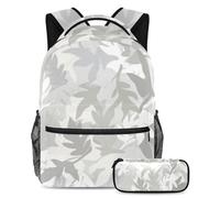 Fai una dichiarazione con The Trendsetting Set di 2 zaini per la scuola per ragazzi ragazze adolescenti, motivo foglie bianche, Multicolore, B：29.4x20x40cm P：19x7.5x3.8cm, Zaino daypack