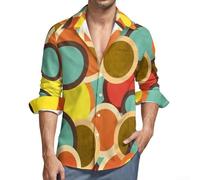 Fai una dichiarazione di stile con questa camicia a maniche lunghe da uomo retrò anni '70 con stampa 3D (L arancione)