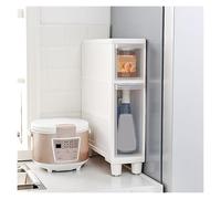 Failjierue Armadietto da bagno alto e sottile, con cassetti e rotelle, 14 cm, stretto, autoportante, verticale, per spazi ristretti, facile da montare (2 livelli)