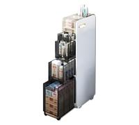 Failjierue Armadietto da bagno sottile con cassetti e maniglie, organizer autoportante per asciugamani, articoli da toeletta e lavanderia, si adatta a piccoli spazi e spazi del bagno (4 ripiani)