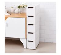 Failjierue Armadietto da bagno sottile con cassetto, mensola portaoggetti laterale sottile, organizer autoportante per piccoli spazi, perfetto per camera da letto e corridoio (5 ripiani)