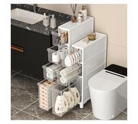 Failjierue Armadietto portaoggetti da bagno sottile a 3/4 ripiani con ruote, 14 cm, stretta torre verticale per piccoli spazi, organizer indipendente per camera da letto, cucina e bagno (3 ripiani)