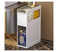 Failjierue Armadietto portaoggetti da bagno sottile con cassetti, piccolo spazio, organizer per bagno, cucina, lavanderia, mobile, autoportante (2 livelli)