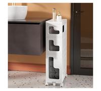 Failjierue Armadietto portaoggetti da bagno stretto da 20,3 cm, con cassetti, maniglie e ruote trasparenti, carrello salvaspazio per cucina, lavanderia e servizi igienici (3 livelli)