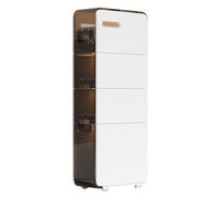 Failjierue Armadietto portaoggetti da bagno stretto e sottile, ad angolo, con cassetti trasparenti e ruote, unità autoportante per bagno, cucina, soggiorno (4 ripiani)