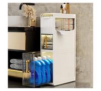 Failjierue Armadietto portaoggetti piccolo da bagno con cassetti, organizer stretto impermeabile autoportante per bagno, cucina, lavanderia, mensola mobile salvaspazio (3 ripiani)