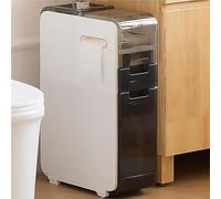 Failjierue Armadietto portaoggetti sottile da bagno con cassetti e ruote trasparenti, 17,5 cm, organizer stretto per piccoli spazi, spazi vuoti e angoli stretti Carrello autoportante (2 livelli)