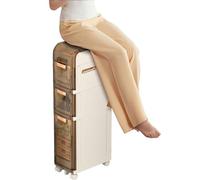 Failjierue Armadietto portaoggetti stretto autoportante da bagno con cassetti e ruote trasparenti, organizer angolare per asciugamani, carta igienica, adatto per cucine e lavanderie di piccole