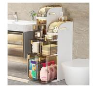 Failjierue Armadietto portaoggetti stretto da bagno con porta carta igienica, sottile, organizer autoportante per piccoli spazi, contenitore mobile da pavimento per spazi vuoti del bagno (3 livelli)