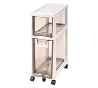 Failjierue Armadietto portaoggetti stretto, largo 35,6 cm, impilabile, organizer da bagno con grandi cassetti trasparenti e telaio rinforzato, unità angolare salvaspazio (grigio, a 2 livelli)