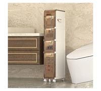 Failjierue Armadietto portaoggetti stretto per asciugamani da bagno, sottile, autoportante, con cassetti e maniglie, per piccoli spazi per bagno, WC, lavanderia (4° piano)