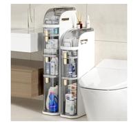 Failjierue Armadietto sottile con cassetti trasparenti e rotelle, organizer stretto autoportante per bagno, cucina, soggiorno, WC, con ruote (4 ripiani)