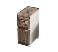 Failjierue Carrello con cassetti stretti, mobile da bagno verticale con cassetti e ruote trasparenti, mobile da pavimento sottile per piccoli spazi e spazi vuoti sul lato del WC (3 ripiani)