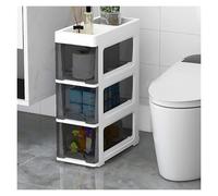 Failjierue Cassetti impilabili per bagno, 18 cm, sottile, con cassetti trasparenti e ruote, organizer verticale autoportante per carta igienica (stile 1,3 livelli)