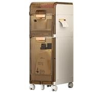 Failjierue Cassetti impilabili sottili da pavimento con bidoni, organizer autoportante alto e sottile, per bagno, camera da letto, ufficio, lavanderia (2 piani)