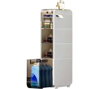 Failjierue Mobiletto portaoggetti stretto per bagno con 2/3/4 cassetti rimovibili - Torre portaoggetti indipendente per bagno, soggiorno e ingresso - Soluzione salvaspazio sottile(4-Tiers)