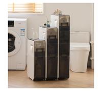 Failjierue Piccolo armadietto da bagno con porta carta igienica, sottile, organizer autoportante per asciugamani, articoli da toeletta bagno, lavanderia, cucina (4 ripiani)