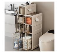 Failjierue Piccolo armadietto portaoggetti per asciugamani da bagno, con cassetti trasparenti e ruote silenziose, unità autoportante salvaspazio per cucina/lavanderia (3 livelli)