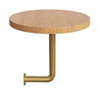 Failjierue Tavolino da caffè a forma di L con piano in legno e staffa in metallo, semplice tavolino rotondo da parete per ristorante, caffetteria, noodle (stile 3,40 x 45 cm)