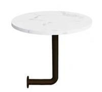 Failjierue Tavolino da caffè a forma di L con piano in legno e staffa in metallo, semplice tavolino rotondo da parete per ristorante, caffetteria, noodle (stile 1,35 x 45 cm)