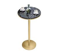 Failjierue Tavolino rotondo con piano in marmo per bar, cucina, pub, cocktail bistrot e patio esterno, nero (55 x 75 cm)