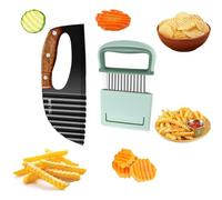 FAINCA 2 Pezzi Taglia Patate Ondulato, Acciaio Inossidabile Wave Cutter Potato, con Custodia Protettiva Taglia Patate a Bastoncino, Patate per Patate, Cipolla, Carote, Verdura, Frutta