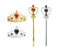 FAINCA 2 Set Principessa Corona e Scettro, Corona Principessa Bambina, Coroncina Principessa, Bacchetta Magica Bambina, per Feste e Giochi di Vestire Ideale per Tutti Gli (Oro/Nero)