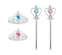 FAINCA 2 Set Principessa Corona e Scettro, Corona Principessa Bambina, Coroncina Principessa, Bacchetta Magica Bambina, per Feste e Giochi di Vestire Ideale per Tutti Gli (Blu/Rosa)