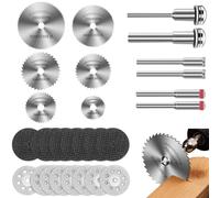 FAINCA 32 Pezzi Dischi da Tagli Accessori Dremel, Mini Hss Circular Saw Blade, Lama per Sega Circolare Accessori Trapano, per Legno Vetro Plastica Pietra Metallov