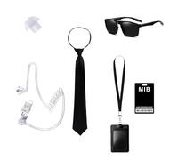 FAINCA 5 Pezzi Agente Costume Accessori, Abbigliamento per Agenti, Ervizio Segreto Costume Set Spy Costume Accessori con Occhiali da Sole Neri Zip Tie Earpiece Id Card Holder