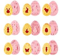 FainFun 9 Pezzi Tagliabiscotti di Pasqua, Stampi per Biscotti Bambini, Set Formine Biscotti Plastica Bambini per Pasqua, Feste, Dolci, Fondente, Argilla