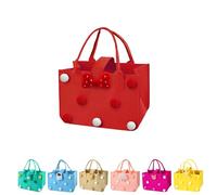 FainFun Borsa per la Spesa in Feltro, 30 * 20 * 18 cm Cestino in Feltro con Manico Quadrata, Sacchetti Grandi per la Spesa, Cestini per Legna da Riviste, Giornali (Fiocco rosso)