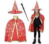 FainFun Cappello e Mantello da Mago, Mantello e Cappello Mago Bambino, Zucca Mantello con Cappello, Mantello da Strega per Bambina, per una Festa in Costume di Halloween per i Bambini