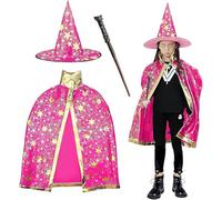 FainFun Cappello e Mantello da Mago, Mantello e Cappello Mago Bambino, Zucca Mantello con Cappello, Mantello da Strega per Bambina, per una Festa in Costume di Halloween per i Bambini