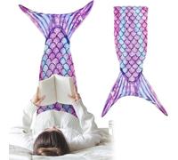 FainFun Coperta a coda di sirena, calda coperta a forma di sirena, per ragazze, con trapunta anti-calpestio, ideale come regalo (viola)