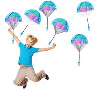 FainFun Giocattoli per Paracadute, 6 Paracadute Giocattolo, Paracadute Gioco per Bambini, Mini Paracadute Giocattolo, Giocattolo Paracadutista, Giochi all'aperto per Avventurieri (Blu)