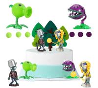 FainFun - Set di 4 mini statuette per torta di compleanno per bambini, per piante e zombi, decorazione per torta per bambini
