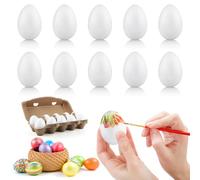 FainFun Uova di Pasqua da Dipingere, Confezione da 10 Uova di Polistirolo, Altezza 6 cm, Ø Circa 4 cm, Plastica da Riempire, per Decorazioni Pasquali, Fai da Te, Regalo