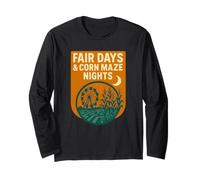 Fair Days Corn Maze Nights Camicia Vintage Ferris Farm Maglia a Manica