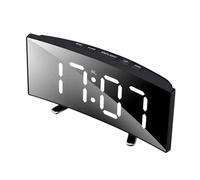Fair Shop Sveglia Orologio da Tavolo Digitale Nero con Display a Specchio LCD con Termometro Datario USB 185 x75 mm