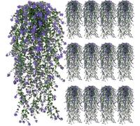 Fairblo 12 Pezzi Piante Finte Cadenti Piante Artificiali da Esterno Fiori Artificiali da Appendere Pianta Finta Cadente Realistica per Balcone Giardino Terrazze Interno Esterni Decorazi, Viola