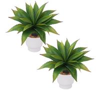 Fairblo 2 Pezzi Piante Finte da Interno Piccole con Vaso Succulenti Finti | Piante Artificiali Agave Pianta Finta in Plastica Piantes Grasse Finte Grandi Decorazioni per Ufficio Bagno Camera Cucina