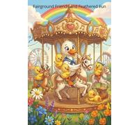 Fairground Friends and Feathered Fun: Cute pretty duck journal wide ruled for her. On a bright holiday. At the center is a magnificent, gold-detailed carousel.