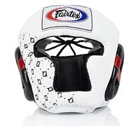 Fairtex Copricapo Super Sparring Diagonale Vision per Muay Thai, Boxe, Kickboxing (HG10 Bianco, L)