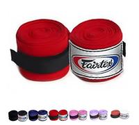 Fairtex Fasce elastiche in cotone HW2, colore nero, candeggina, blu, rosso, bianco, rosa, viola, Thaialnd utilizzato in Muay Thai, boxe, kickboxing, MMA (rosso)