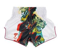 Fairtex - Pantaloncini da Boxe, Taglio Slim Muay Thai (Bianco - Satoru, L)