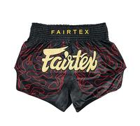 Fairtex - Pantaloncini da Boxe, Taglio Slim Muay Thai (Black Lava, XL)