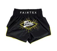 Fairtex - Pantaloncini da Boxe, Taglio Slim Muay Thai (Bs1903 Nero Focus, L)