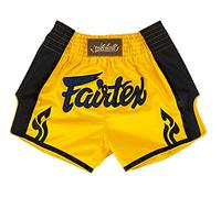 Fairtex - Pantaloncini da Boxe, Taglio Slim Muay Thai (Giallo/Nero, L)
