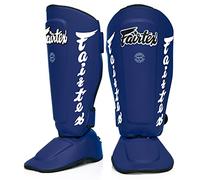 Fairtex Paratibie Muay Thai SP7 per Uomini, Donne, Bambini | Paratibie realizzate in Pelle Syntek e Sono Premium, Leggere e Durevoli | Paratibia e protettore per Il Piede Rimovibili.(Medium/Blu)